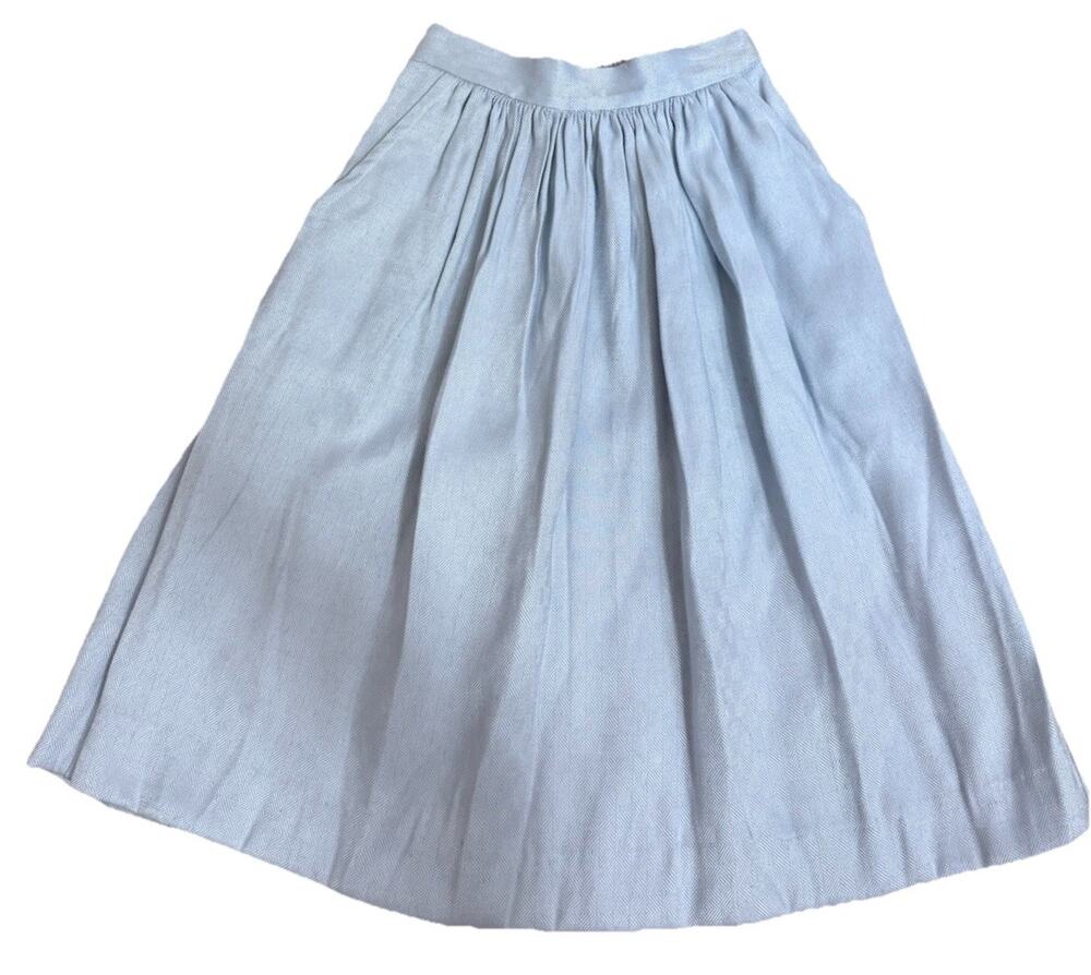 Vintage YVES SAINT LAURENT Girl’s Sportswear Silver Color MIDI Skirt Size 8